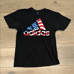 ADIDAS Black Cotton USA Golf Short Sleeve‎ Crew Neck Tee Shirt T Top Size Small